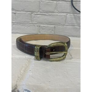 BRIGHTON WOMEN’S BROWN LEATHER BELT w/ GOLD-TONE BUCKLE